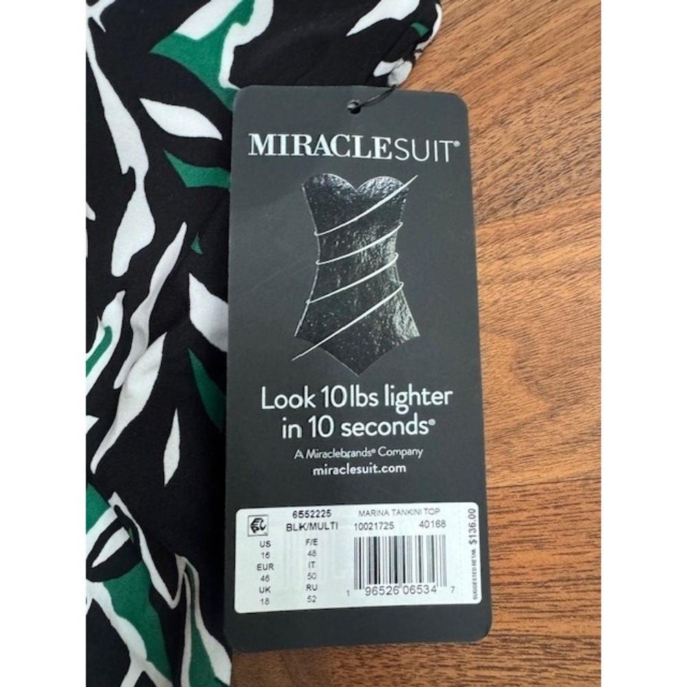 Miraclesuit Womens Black Green Palma Verde Underwired Marina Tankini Swim Top 16 - Picture 5 of 9
